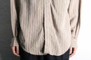stripe collarless linen L/S shirt