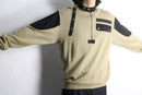 two-tone half zip pullover