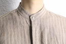stripe collarless linen L/S shirt