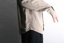 stripe collarless linen L/S shirt