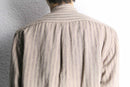 stripe collarless linen L/S shirt