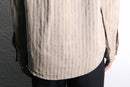 stripe collarless linen L/S shirt