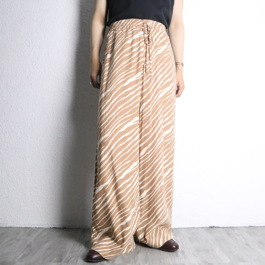 zebra pattern linen wide pants