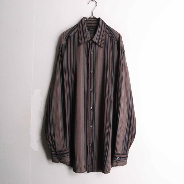 dark torn stripe pattern rayon shirt