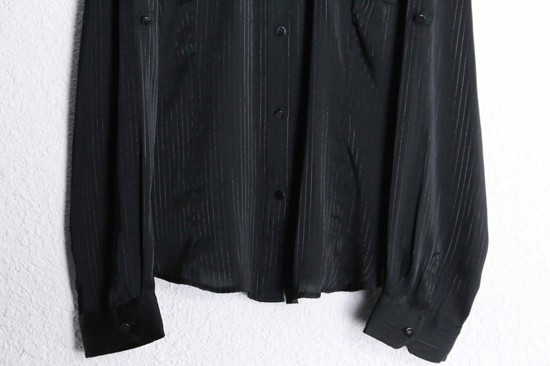 "CalvinKlein" black lame stripe pattern L/S shirt