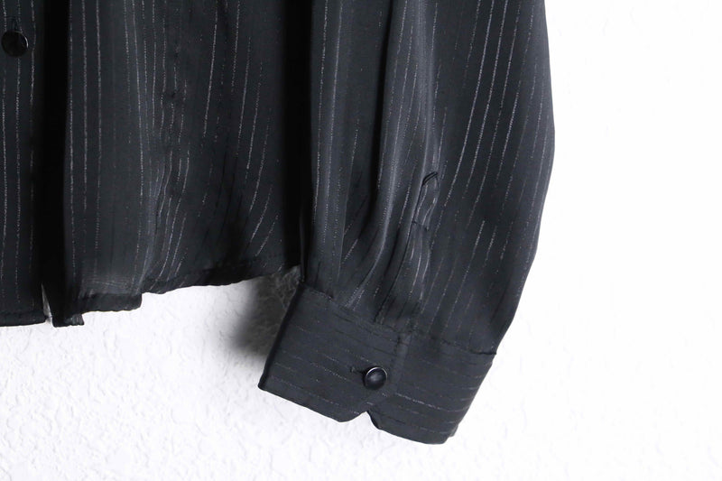 "CalvinKlein" black lame stripe pattern L/S shirt