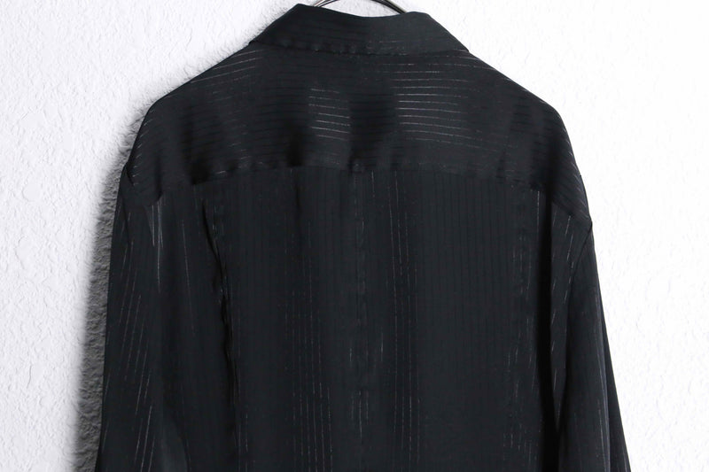 "CalvinKlein" black lame stripe pattern L/S shirt