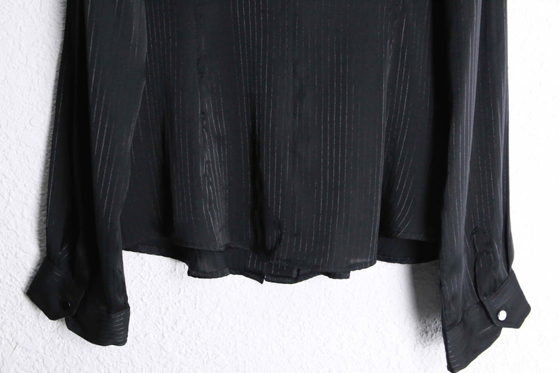 "CalvinKlein" black lame stripe pattern L/S shirt