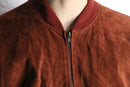 suede wide zip-up blouson