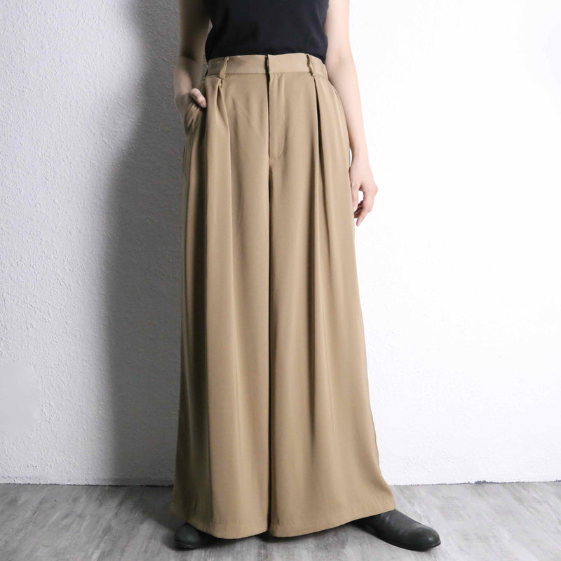 light beige wide flare poly easy pants