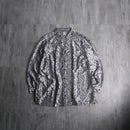 2000s flower motif open collar lace shirt