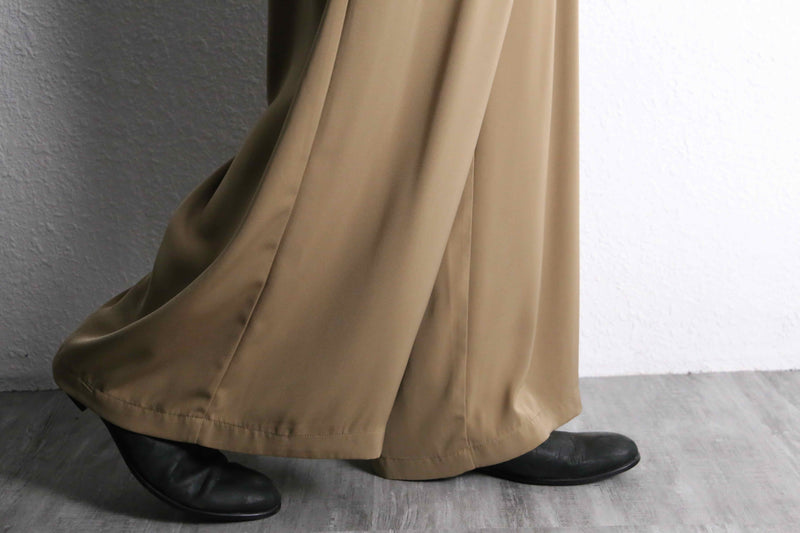 light beige wide flare poly easy pants