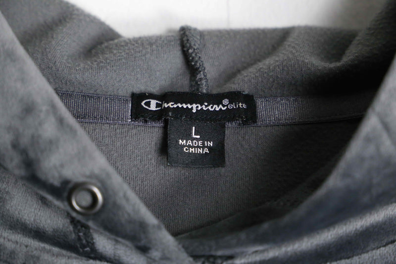 "champion"grey × black  velours hoodie