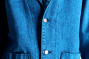 chemical-wash denim shop coat