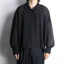 pin dot puttern black wide sheer shirt