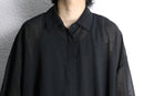 pin dot puttern black wide sheer shirt