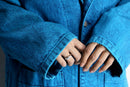 chemical-wash denim shop coat