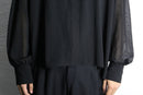 pin dot puttern black wide sheer shirt