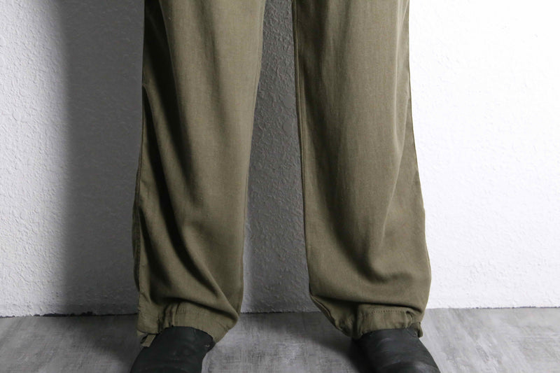 khaki color linen rayon wide easy pants