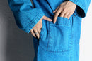 chemical-wash denim shop coat