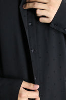 pin dot puttern black wide sheer shirt