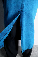 chemical-wash denim shop coat