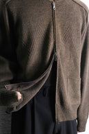 brown woven pattern knit blouson