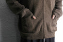 brown woven pattern knit blouson