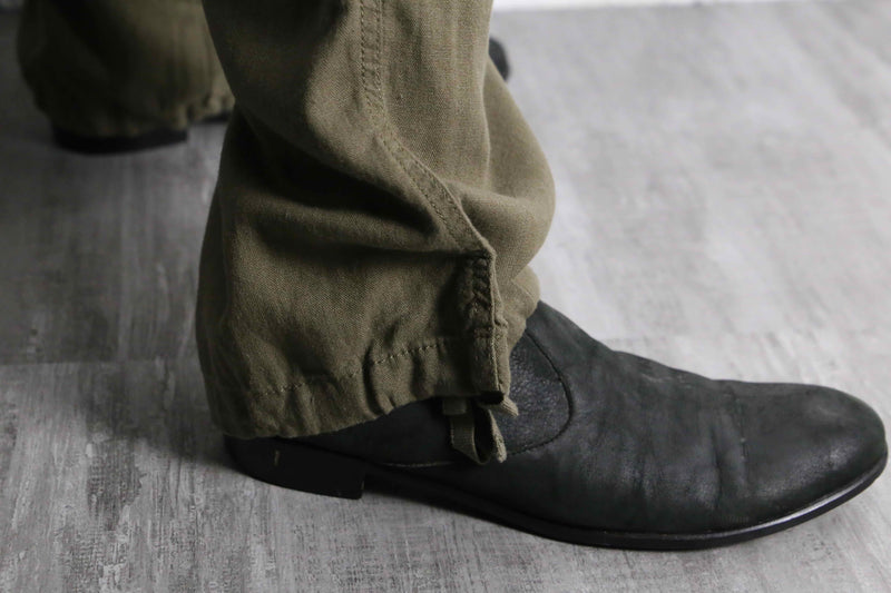 khaki color linen rayon wide easy pants