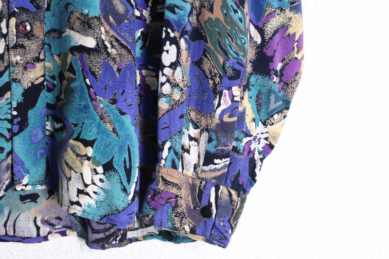 cold tone abstract botanical rayon shirt