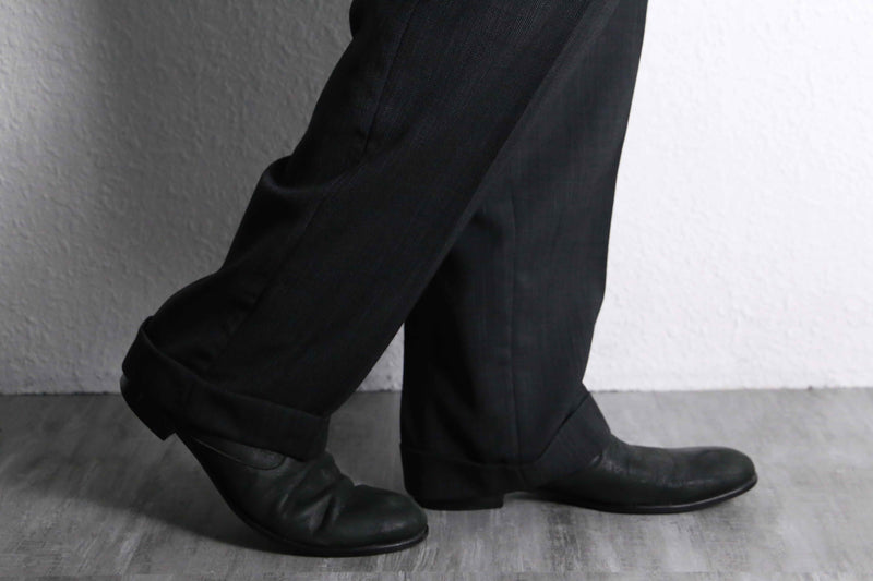 charcoal gray rayon wide tapered trousers