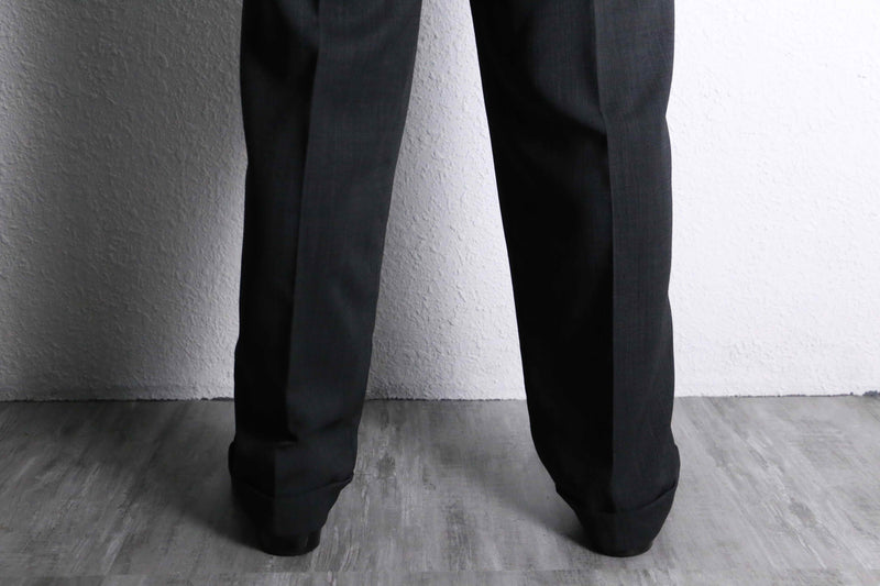 charcoal gray rayon wide tapered trousers