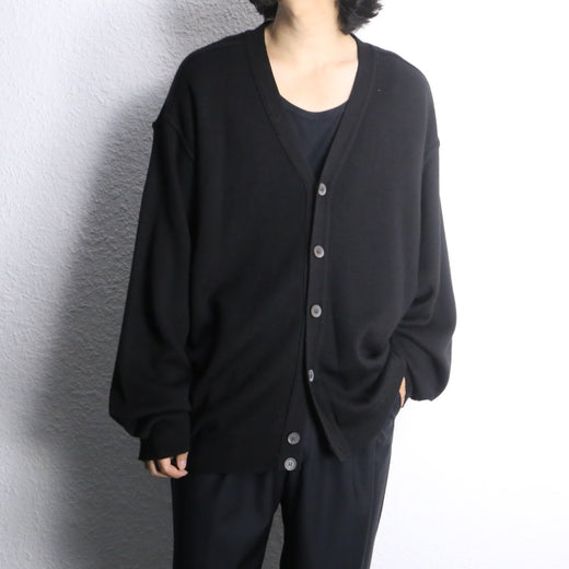 black wool acryl knit cardigan