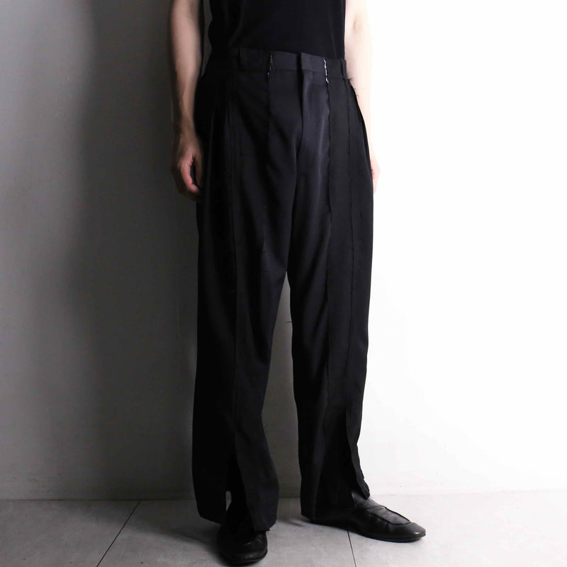 remake "再構築" gradation color docking wide tapered slacks