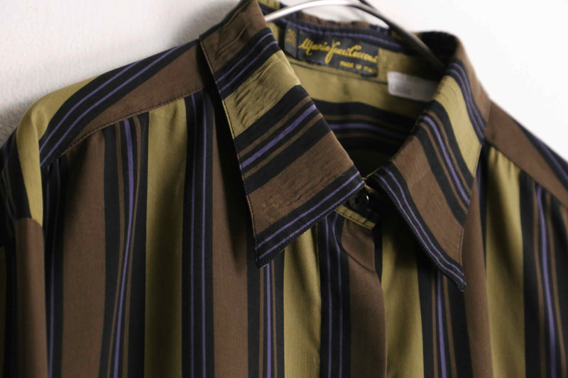 brown stripe pattern L/S shirt