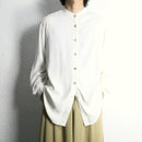 white collarless L/S shirt｜シャツの古着（iot）