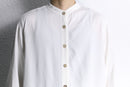 white collarless L/S shirt｜シャツの古着 詳細3