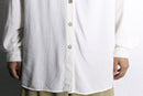 white collarless L/S shirt｜シャツの古着 詳細4