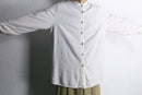 white collarless L/S shirt｜シャツの古着 詳細5