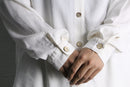 white collarless L/S shirt｜シャツの古着 詳細7