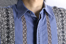 light blue pattern mix L/S shirt