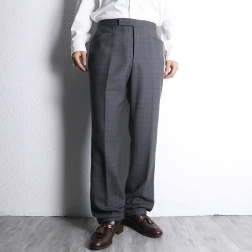 charcoal gray no-tuck checked slacks