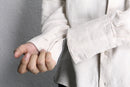 ivory linen double cuffs short shirt