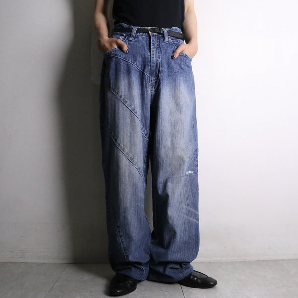 "ROCA WEAR" blue wide denim pants