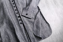 slate multi-button mao collar jacket
