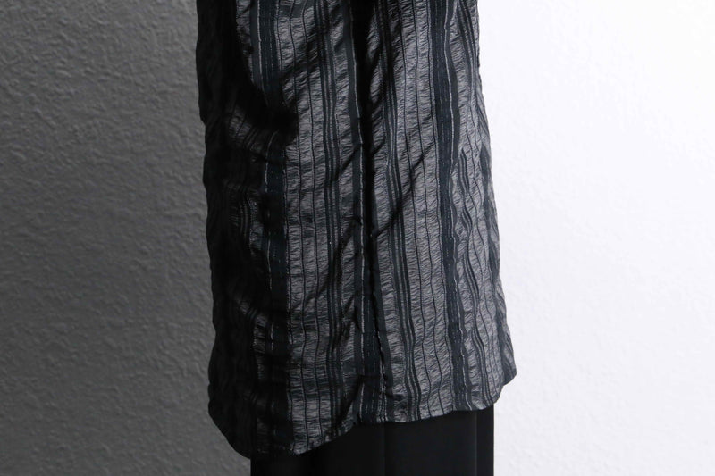 shiny black 3Dstripe design shirt