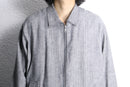herringbone linen cotton zip-up blouson jacket
