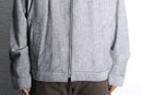 herringbone linen cotton zip-up blouson jacket