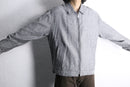 herringbone linen cotton zip-up blouson jacket