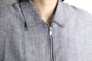 herringbone linen cotton zip-up blouson jacket